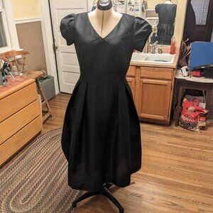 100% dupioni silk black midi quincy dress